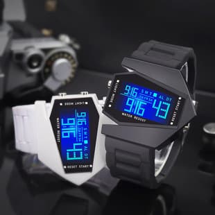 Foreign Trade Explosions Luminous Multifunctional Square Fighter Aircraft Watch Men's and Women's Sports Couple Watch Children's Student Watch