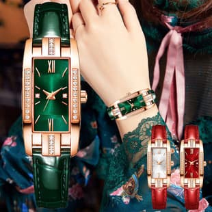 TikTok Small Green Watch Internet Celebrity Live Streaming Diamond Small Square Women's Watch Women's Watch Vintage Fashion Women's Watch