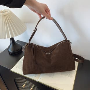 2024 Autumn and Winter New Frosted Genuine Leather Underarm Bag Women's Korean Style Soft Bag Shoulder Handbag Bag Large Capacity Crossbody Bag