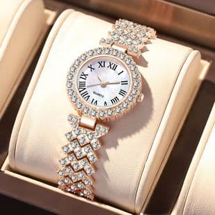 Foreign Trade Popular Fashionable Roman Pattern Diamond Women's Watch Women's Watch Quartz Watch Bracelet Women's Watch Manufacturer Ready Stock