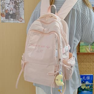Japanese Style Lightweight Solid Color Backpack Outdoor Travel Large Capacity Backpack Casual All-match College Student Commuter Schoolbag