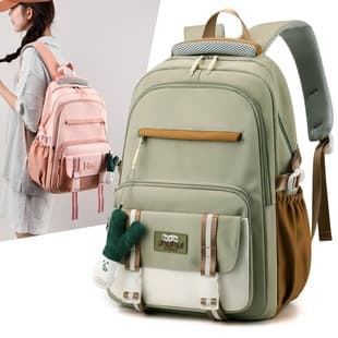 Cross-Border Ins Style Schoolbag for Female High School Students, Large Capacity, Solid Color, Elementary School Student Backpack for Class, Korean Style, Simple and Trendy Backpack