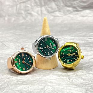 [Ring Watch] Small Green Watch Senior Men's and Women's Best Selling Finger Watch Foreign Trade Amazon Alloy Shell Factory Direct Batch