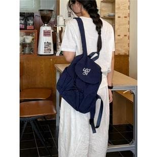 Korean Versatile Backpack, Casual Letter Embroidered Mountaineering Backpack, Computer Bag, Student Commuting Large-Capacity School Bag