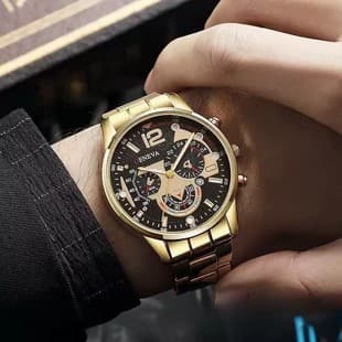 Popular Men's Steel Band Calendar Quartz Watch Men's Sports Luminous Pointer Quartz Watch Men's Watch Large Dial Watch