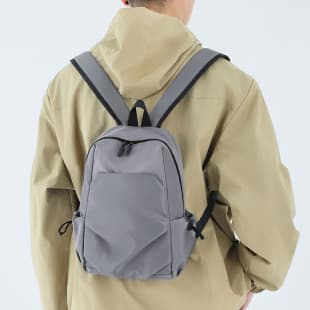 Casual Cross-border Small Backpack Men's Wholesale Trendy Cool Solid Color Joker Small Schoolbag Lightweight Travel Small Backpack