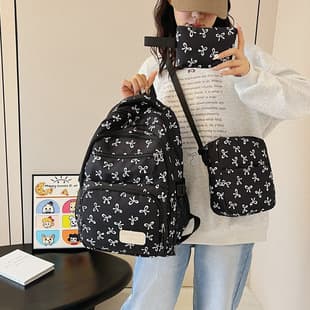 New Style Bow-Knot Three-Piece Backpack Set for Female College Students, Large-Capacity Casual Travel Backpack, Lightweight and Fashionable