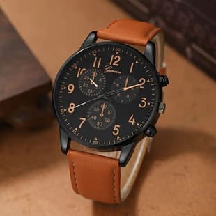 Cross-border Fashion Men's Business Watch Explosions Men's Belt Quartz Watch Wrist Watch PU Belt Casual Watch Men
