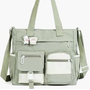 Large Capacity Canvas Bag Women's Crossbody Ins Style Japanese College Student Class Shoulder Bag All-match Artistic Tote Bag