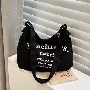 Letter Canvas Bag New Retro Shoulder Large Capacity Tote Bag Junior Senior high school Student Class Crossbody Bag Shopping Bag