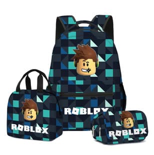 Hot-Selling Roblox Schoolbags for Primary and Secondary School Students, Lunch Bags, Double-Layer Pencil Cases, Three-Piece Set, Full-Print Casual Bags