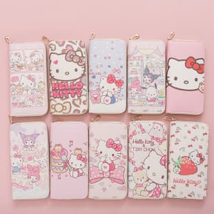 Fresh Japanese-Style Cute Kitten Women's Wallet Girls Wallet Long Zipper Texture Student Card Holder 2024 New Style