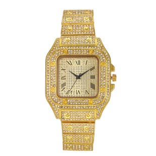 Amazon AliExpress Hot Sale Alloy Steel Band Watch Square Large Plate Golden Roman Gipsophila Quartz Watch