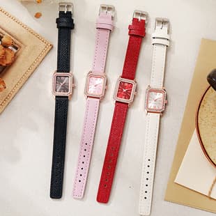 Cross-Border Popular Square Diamond-Encrusted High-End Women's Watch Korean Style Business Retro Belt Fashion Versatile Women's Watch