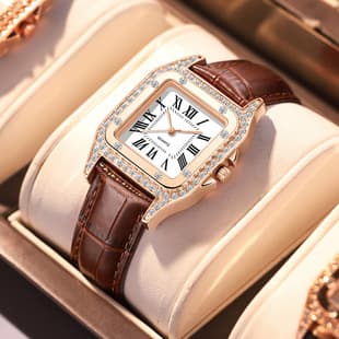Manufacturer Dropshipping Wholesale Fashion Diamond-Encrusted Roman Square Women's Watch Women's Watch Belt Quartz Douyin Hot Model