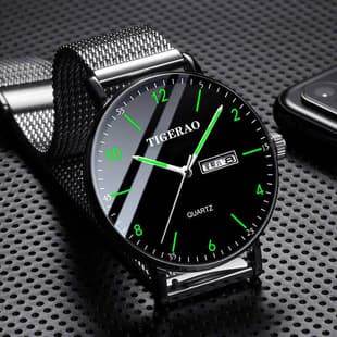 TikTok Watch Men's Waterproof Double Calendar Trend Starry Sky Non-mechanical Watch Quartz Watch Luminous New Wholesale Cross-Border
