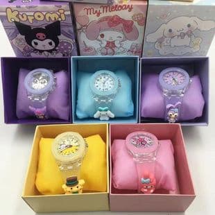 Sanrio Children's Luminous Watch Kuromi Cartoon Luminous Quartz Watch Wholesale Sanrio Cartoon Watch