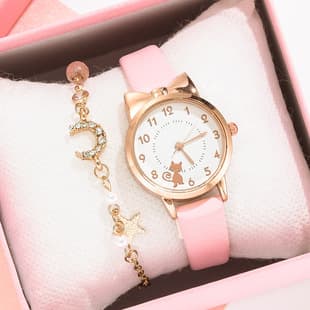 Children's Watch Waterproof Drop-Resistant Girl's Korean-Style Cute Girl's Pointed Cartoon Quartz Watch