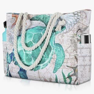 Cross-Border Popular Ocean Whale and Turtle Print Shoulder Shopping Bag Reusable Large Capacity Beach Bag Fashion