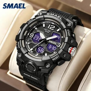 SMAEL men's watch multi-function Sports waterproof watch alarm double display trendy electronic watch