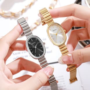 New Fashion Women's Watch Women's Steel Band Ins High-end Sense Oval Steel Band Bracelet All-match Quartz Watch