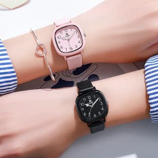 Milk Tea Color Watch, Instagram-Style, High Aesthetic Value, Suitable for Middle and High School Students, for Exams, Women's Model, Forest Style, Fresh and Unique Design