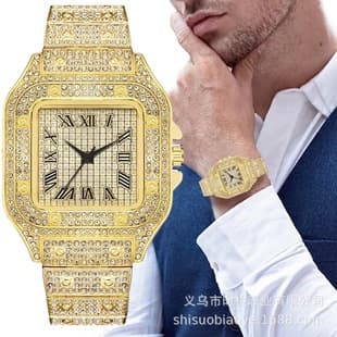 Cross-border square watch gypsophila steel band Diamond European and American men's Roman graduated gypsophila fashion quartz watch