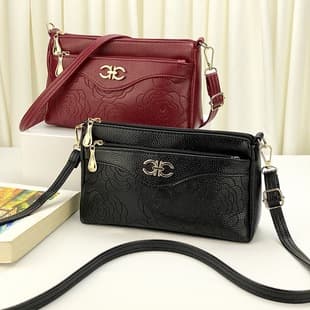 Guangzhou Hengli Leather Women's Satchel Women's Middle-aged Mother's Bag Multi-layer Shoulder Large Capacity Small Change Bag Wholesale