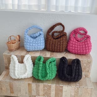 Cross-Border Fabric Women's Bag 2025 Simple and Fashionable Pleated Large-Capacity Shoulder Crossbody Bag Cloud Bag Korean Style Trend