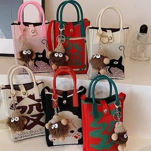 New Korean Style Knitted Mobile Phone Bag, Mini Handbag, High-End Crossbody Bag, New Year's Eve Bag