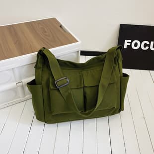 Canvas Bag Cross-Border Large-Capacity Single-Shoulder Crossbody Canvas Bag Workwear Style Artistic Casual Bag Commuting Crossbody Bag Dropshipping