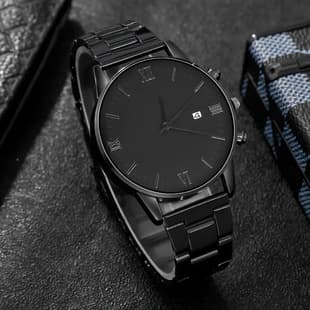2025 Cross-border Foreign Trade Men's Watch Advanced All-match Casual Belt Calendar Steel Belt Quartz Wrist Watch Business Watch