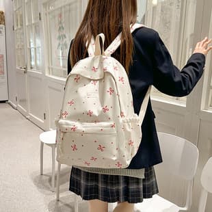 Fresh and Simple Printed Backpack for High School and College Girls, College Style, Mori Girl, Casual Travel Backpack for Women