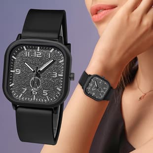 Cross-Border Vintage Watch with Roman Numerals for Men and Women, Simple Leather Strap, Forest Style, Academy Style, Silicone Quartz Watch