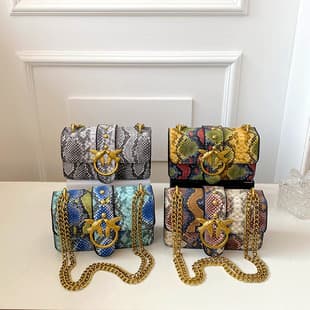 Snakeskin pattern bird swallow women's bag cross-border foreign trade Europe and the United States fashion women's bag double swallow small square bag a generation of hair