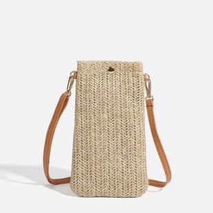 2005 Summer New Mobile Phone Beach Vacation Lazy Bag Women's Versatile Woven Vertical Straw Coin Purse