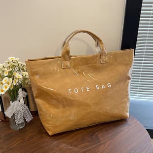 Large-Capacity Dupont Paper Jelly Bag, Fashionable Transparent Pvc Waterproof Handbag, Work Commute Tote Mommy Bag, Trendy