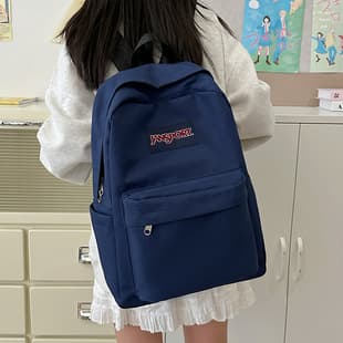Js Jess Backpack Large Capacity School Bag Backpack Computer Bag for Male and Female Students Simple Solid Color Campus Travel Waterproof