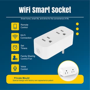 Foreign Trade Manufacturer Customized Tuya Smart Home Us Standard Wifi Timing 15A Remote Control Double Plug Smart Socket