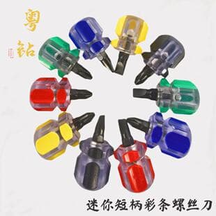 Mini Screwdriver from the Source Factory, Cross-Shaped and Flat-Head Crystal Transparent Colorful Short-Handle Small Screwdriver