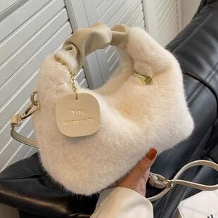 Plush bag for women, fashionable and versatile crossbody bag, large-capacity women's handbag, suitable for work and commuting, shoulder bag, plush bag