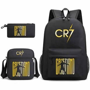 Cross-Border Cr7 Youth Ronaldo Fashion Backpack Shoulder Bag Pen Bag Children's Student School Bag 3-Piece Set Wholesale