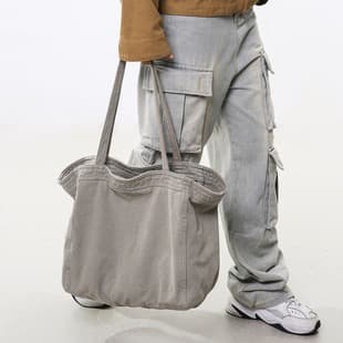 Lazy Style Large Capacity Retro Canvas Bag Women's Pure Color Simple Tote Bag Men's Japanese Style Casual Shoulder Bag Shopping Bag