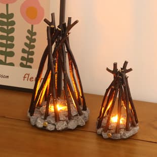 Creative Night Light, Simple Retro Decoration, Handmade Branch Shape, Led Burning Campfire B&B Stereo Desktop Ornaments