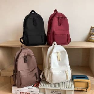 Cross-Border New Ins Large-Capacity Schoolbag Junior High School Student Pure Color Versatile Backpack College Student Simple Backpack