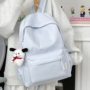 Schoolbags for Female College Students Korean Style Ins Large Capacity Simple Pure Color Backpack Junior High School Students Backpack Boys and Girls