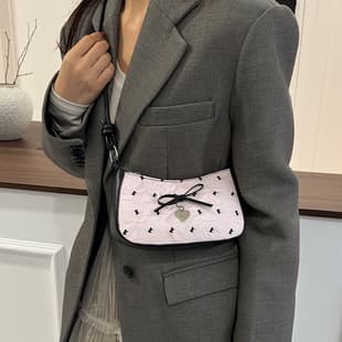 Korean-Style Sweet Bubble Gauze Bowknot Underarm Bag for Women, High-End Summer Color-Blocking Shoulder Crossbody Bag, Commuter Bag
