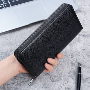 Men's Long Zipper Wallet Large Capacity Wallet Clutch Bag Mobile Phone Bag Casual Business Card