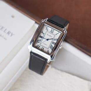 Fashionable classic men's watch with leather strap, square Roman dial, foreign trade men's quartz watch, vintage wristwatch for boys, wholesale supply