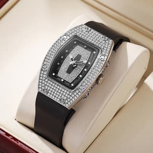 Barrel-shaped diamond quartz tape women's watch fashion trend temperament women's watch silicone watch wholesale